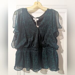 Teal Ruffle Blouse